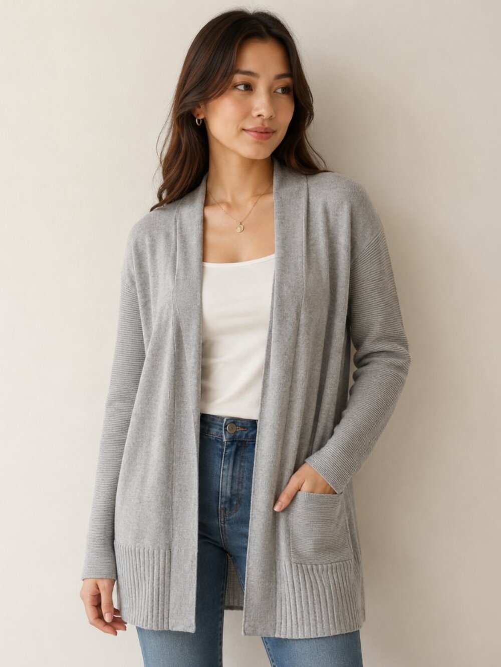 Devotion by Cyrus Women's Large Grey Rayon Blend Cardigan Sweater NEW Casual